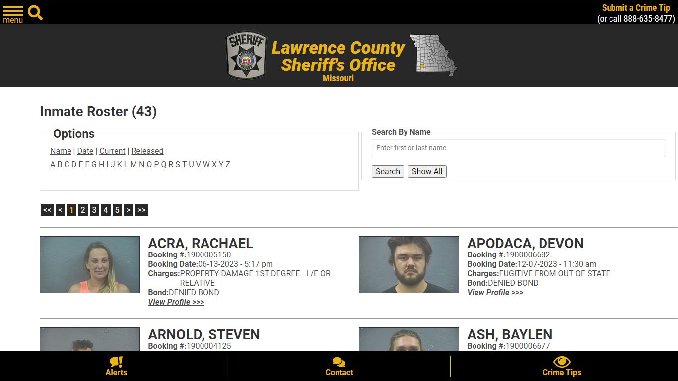 Inmate Roster - Current Inmates - Lawrence County Sheriff MO