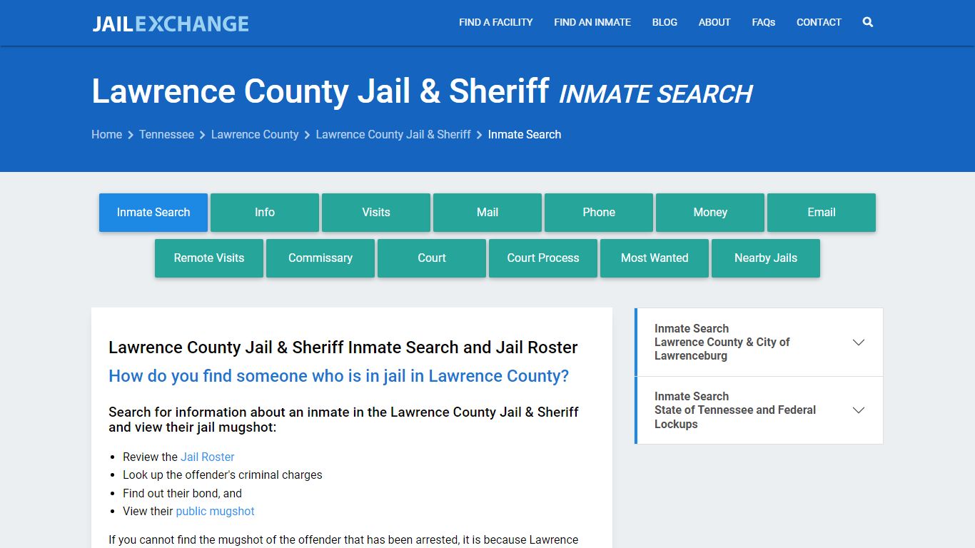 Lawrence County Jail & Sheriff Inmate Search - Jail Exchange